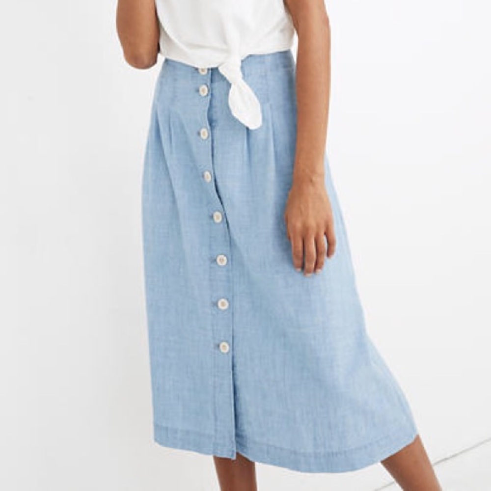 Madewell Patio Chambray Button Midi Skirt (12)